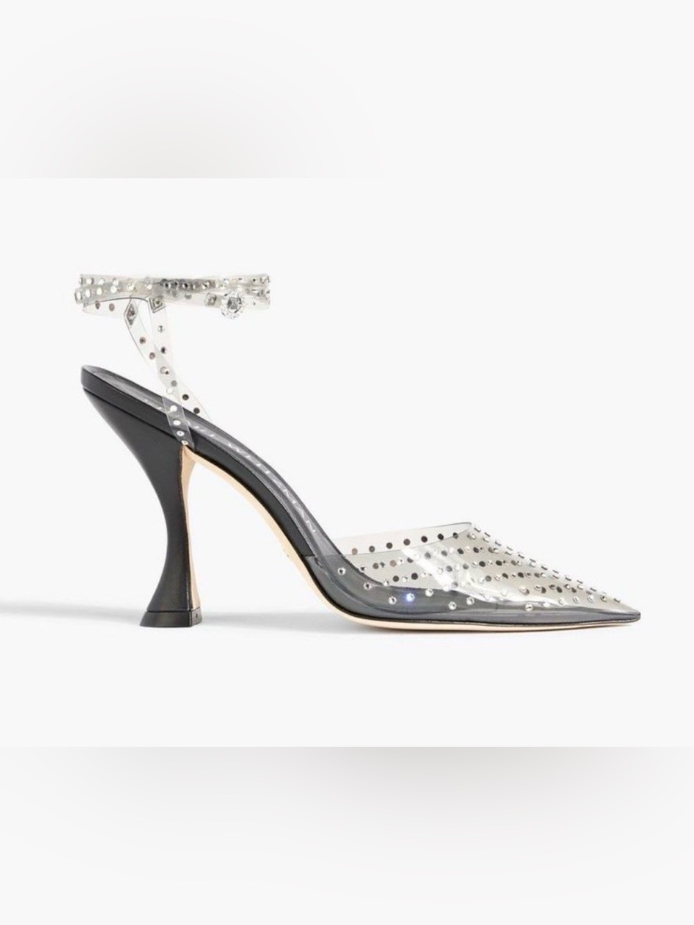 Stuart Weitzman Glam XCurve 100mm Embellished pointed toe pumps black size 7